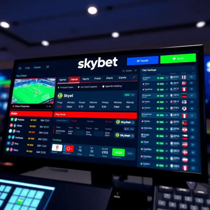 SkyBet Online Sports Betting Platform Interface Digital interface showing online sports betting options and navigation