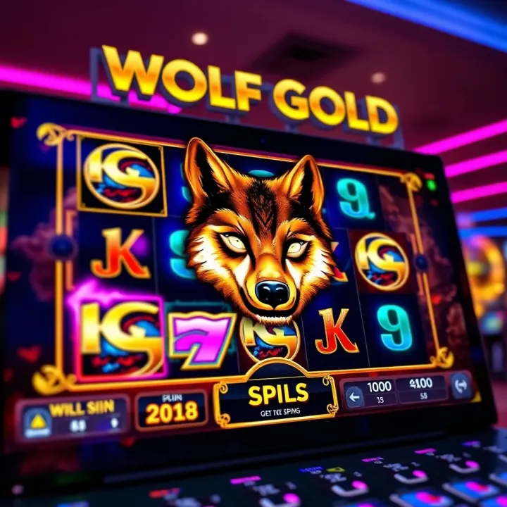 Wolf Gold slot game interface showcasing vibrant symbols and reels on a casino screen